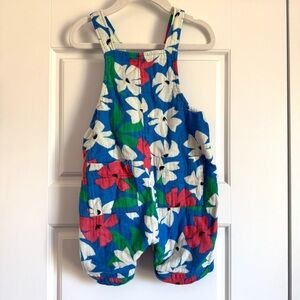 Hanna Andersson Blue Floral Kids Muslin Shortalls